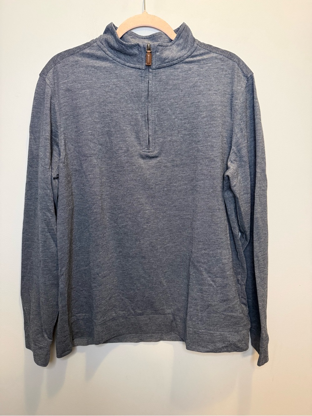 Fairlane Mens Performance Pique Quarter Zip Pullover Sweater Heather Gray Large